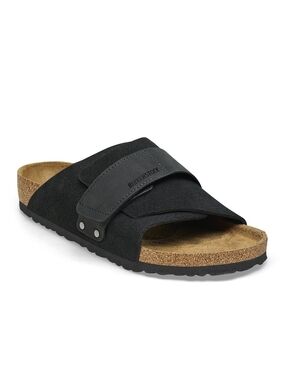 Birkenstock Black Suede and Nubuck Kyoto Adjustable Slide Sandal
